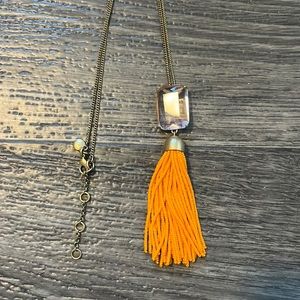 J. Crew Orange Tassel Statement Necklace
